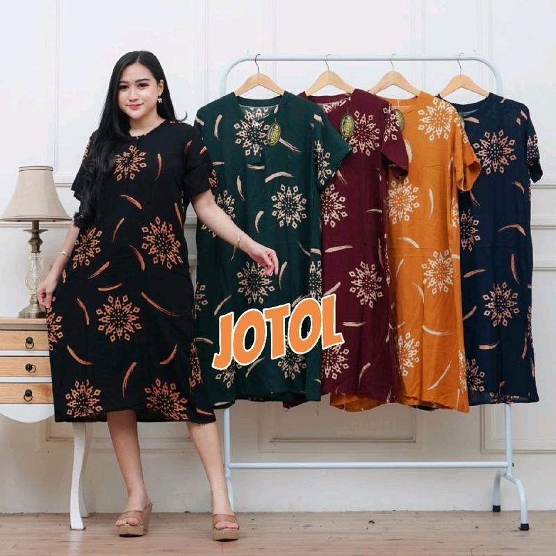 Daster  ANA  Lengan pendek  kekinian Dress ANA LD 110cm  Rayon  Santung  Daster full body  Nyaman dipakai  Busui  friendly Batik Motif rumahan 3