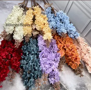 Bunga Delphinium 3 Cabang Artificial/Bunga Imitasi Hyacinth Snapdragon X3 Panjang/Bunga Palsu Dekorasi