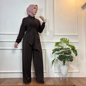 LEANOR- Medina Oneset Celana Higwaist Kulot Marina Silk Casual Anggun Daily