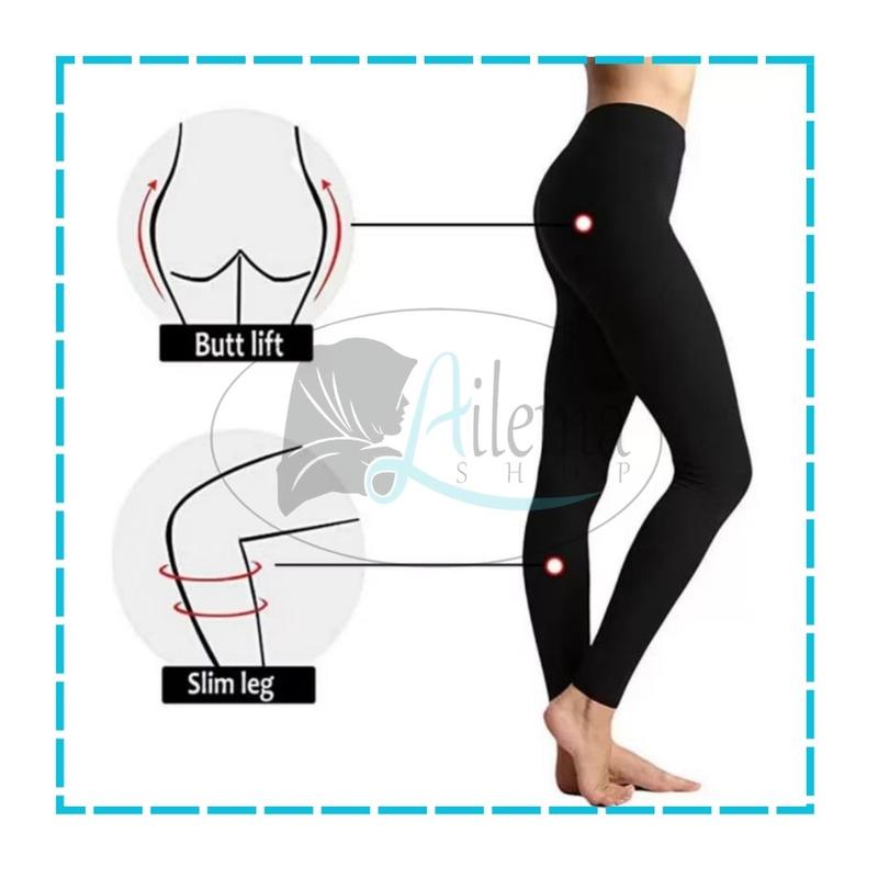 Paket Hemat 2 Pcs Legging Panjang Wanita / Legging Spandek Polos Hitam Tebal Celana Dalaman Nyaman Standar Melar Dewasa 7