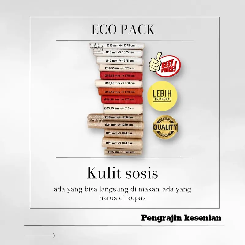 Casing Selongsong Sosis Kolagen Collagen , selulosa dan polyamide Edible Halal , kulit sosis perlengkapan memasak dapur. 0