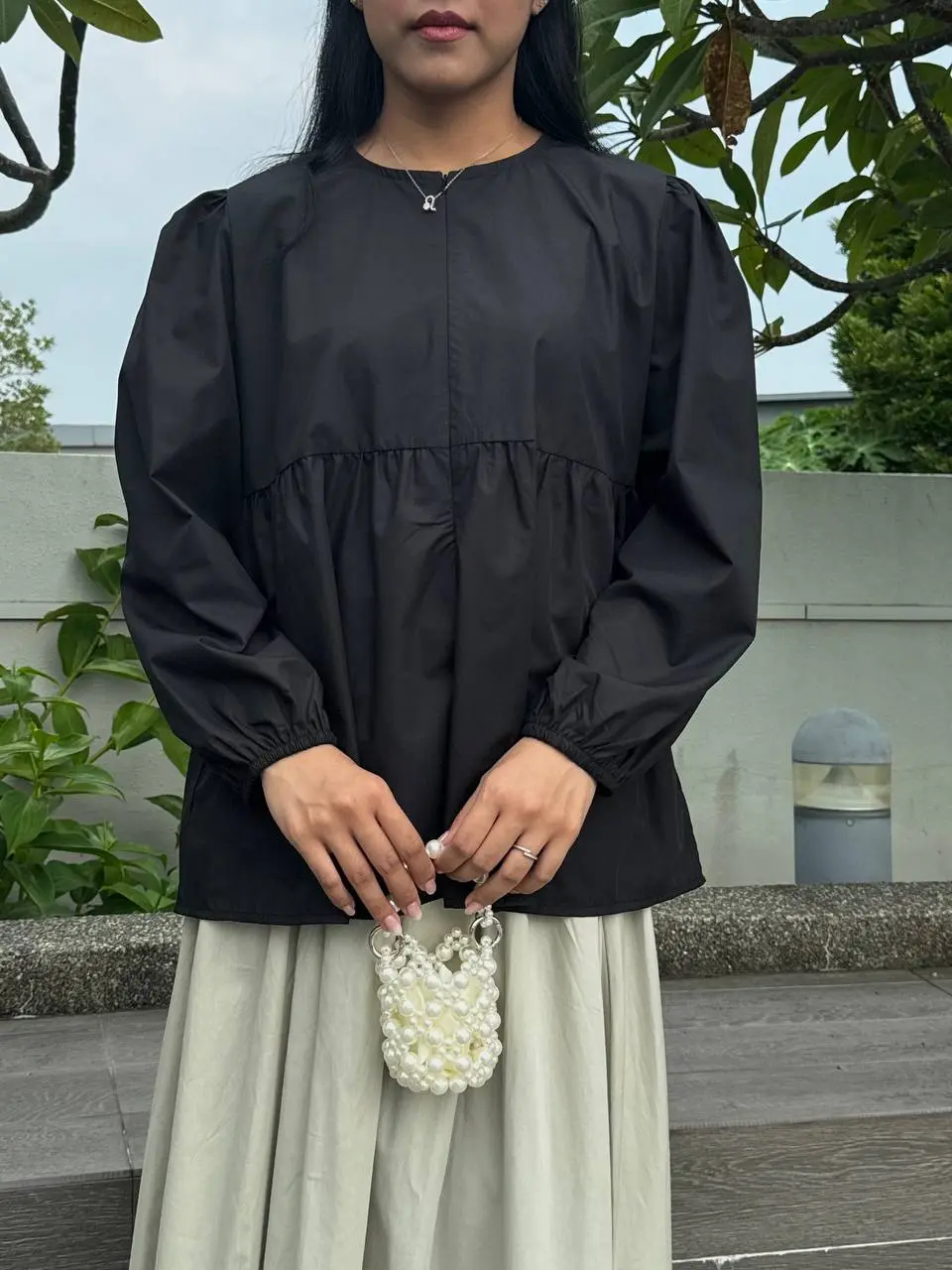Basic Whimsy Babydoll Top Modest Basic Muslimah Baju Nursing Friendly Long Sleeve Soft Basic Top