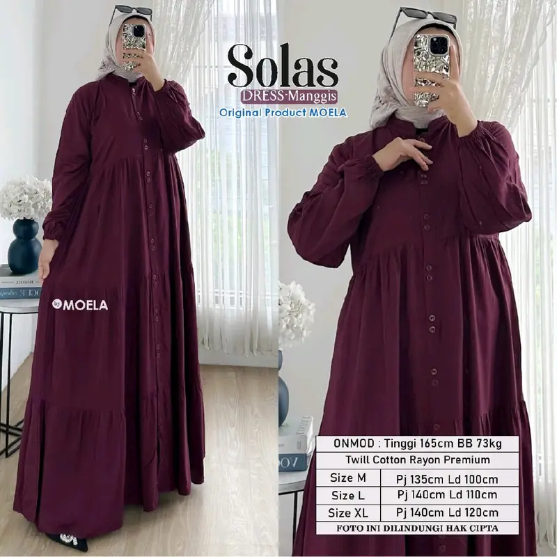Solas dress ori by Moela// gamis// twill cotton/premium/mewah//best seller//busui kekinian 4