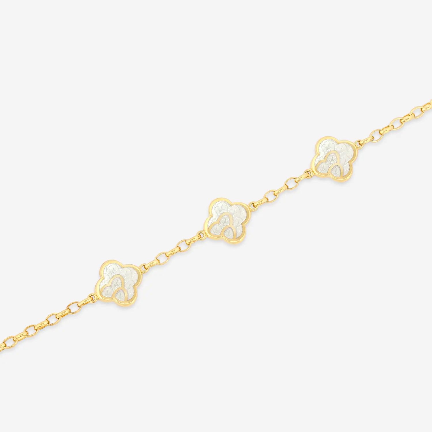 Anelise 3 Charms Bracelet with White Enamel 155mm