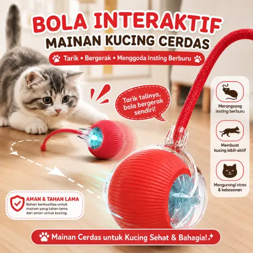 [DUORA] Mainan Bola Tali Kucing & Anjing/Smart Rotating Ball For Pet/Cat Rolling Ball Mainan Listrik Cerdas/Mainan Peliharaan Interaksi Cerdas