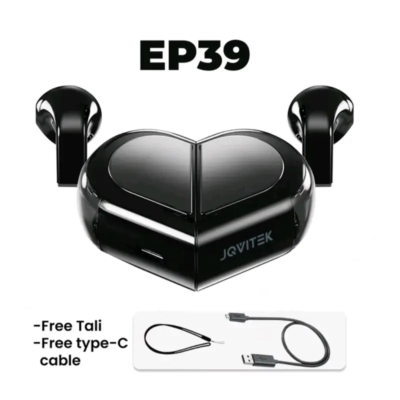 New Design Two Ways Model Earphone Headset Bluetooth Ep39 Loves Heart Pink Touch Control Hi-Fi Sound Headphone 3