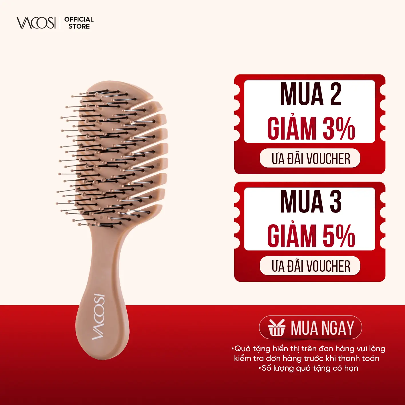 Lược Gỡ Rối Mini VACOSI – Hình Lá Nâu, Nhựa ABS Cao Cấp, Tiện Lợi, Nhỏ Gọn, C05