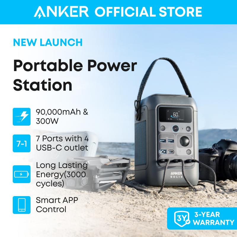 Anker Trạm sạc dự phòng ngoài trời Anker SOLIX C300 DC – 288Wh | Pin LiFePO4 | Hỗ trợ sạc năng lượng mặt trời 300W | Dành cho cắm trại du lịch khẩn cấp Không kèm củ sạc - A1726