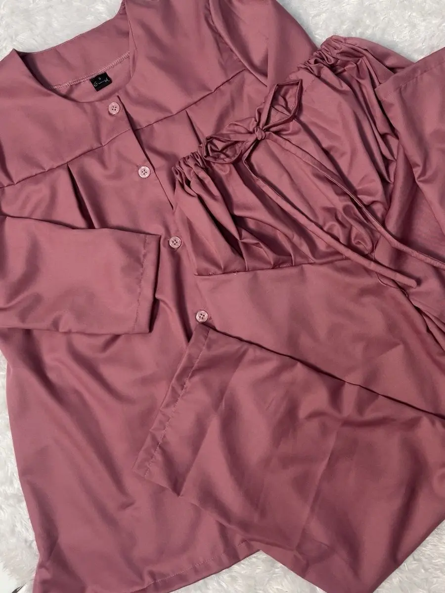 Baju Oka bumil ibu hamil perawat nakes maternity scrub full kancing lengan panjang polos one set