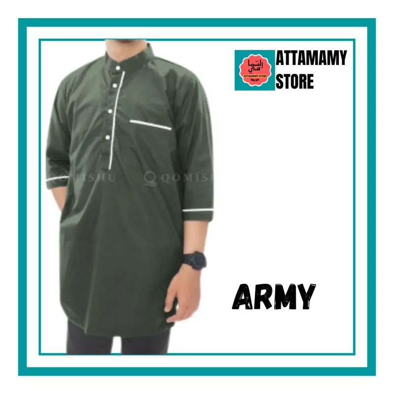 Baju Koko Kurta Pakistan Qomishu Original Bahan Katun Poplin Baju Taqwa Takwa Pria Dewasa 2