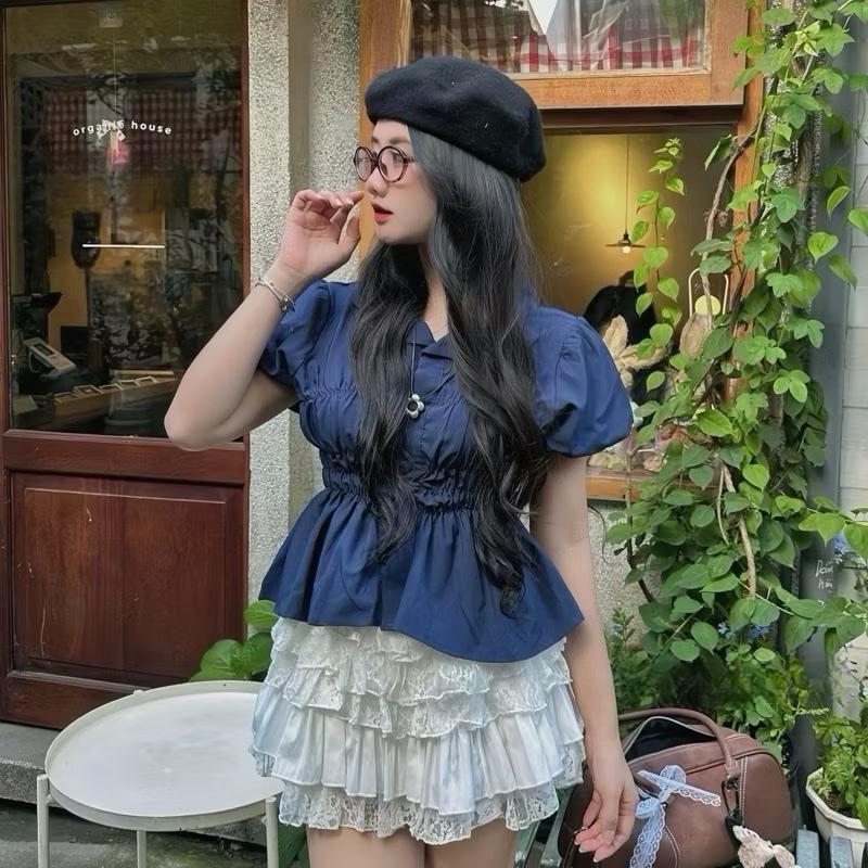 ÁO CHUN - ÁO CỔ SEN- Áo Sơ Mi Kiểu Nữ Cổ Sen Bo Nhún Dáng Basic Đi Học Đi Làm đi chơi 50-90kgg