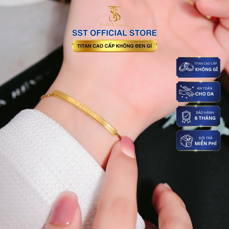 Lắc tay nữ mặt khắc chữ LOVER DREAM dây rút | Titan không đen gỉ, bền màu | SST Official Store LT73