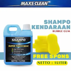 Maxs Clean Shampo Kendaraan 1 Liter sabun cuci motor mobil Bubble Gum Free Spons Kilap Tahan Lama Melindungi Cat Anti Kusam Car