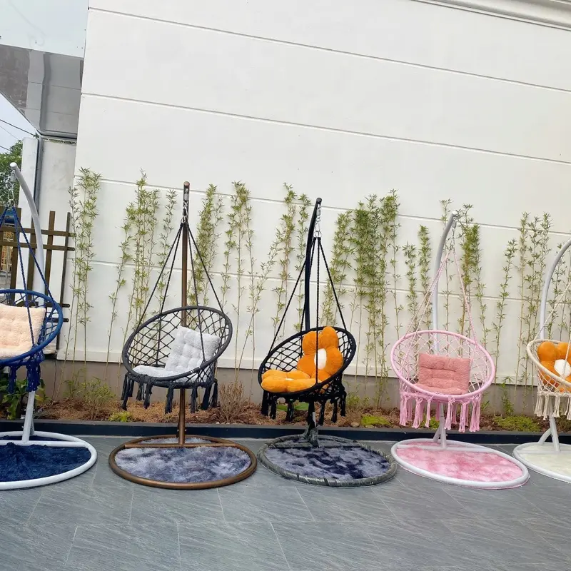 Võng xích đu đan sợi thủ công gấp gọn Macrame Decor siêu đẹp 4