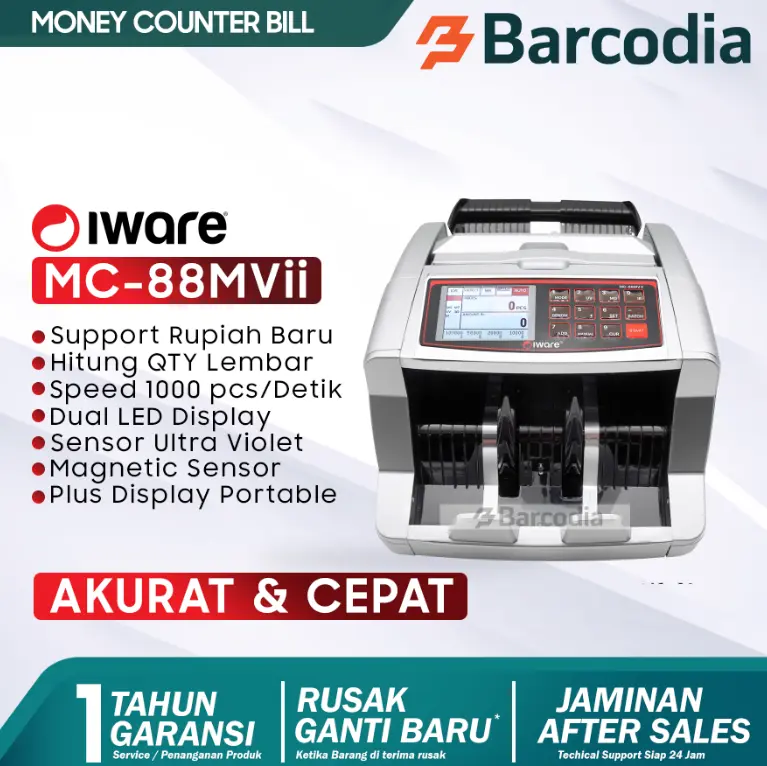 Mesin Penghitung Uang Otomatis IWARE MC-80 Money Counter with UV