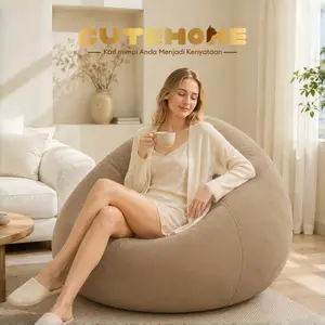 Sofa Tiup Coklat Tunggal Minimalis Rumah Kecil Bahan Tebal Nyaman Mudah Disimpan，Outdoor Camping Portable Tahan Beban Berat Kursi Malis Lipat Estetik，Kursi Santai Tiup Bahan PVC Kuat Ukuran Besar Nyaman Diduduki Lama