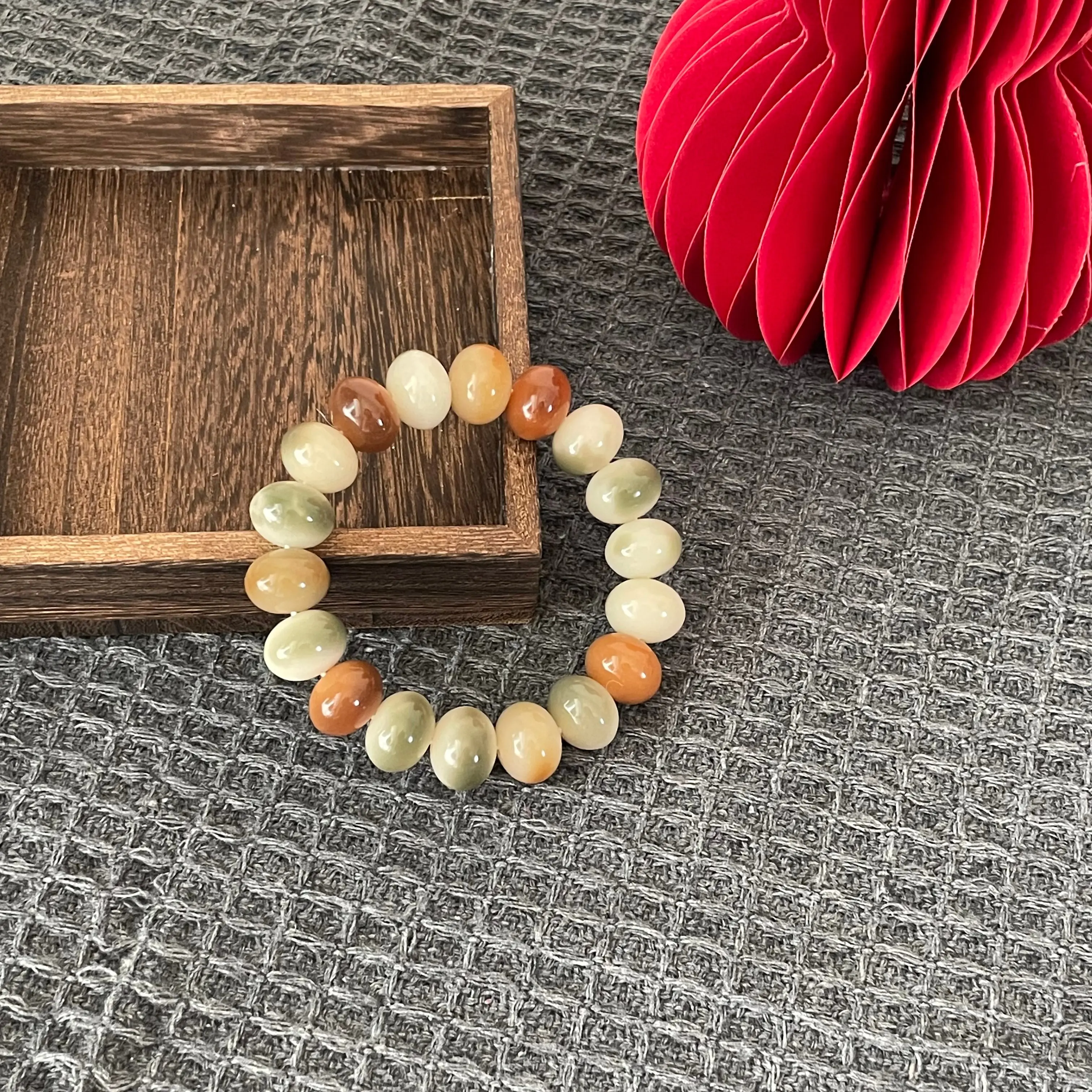 Green Abacus Shape Bodhi Seed Bracelet, Embrace Balance and Harmony