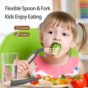 PP Toddler Utensils Bendable Utensils Set Training Feeding Baby Spoon and Fork Set