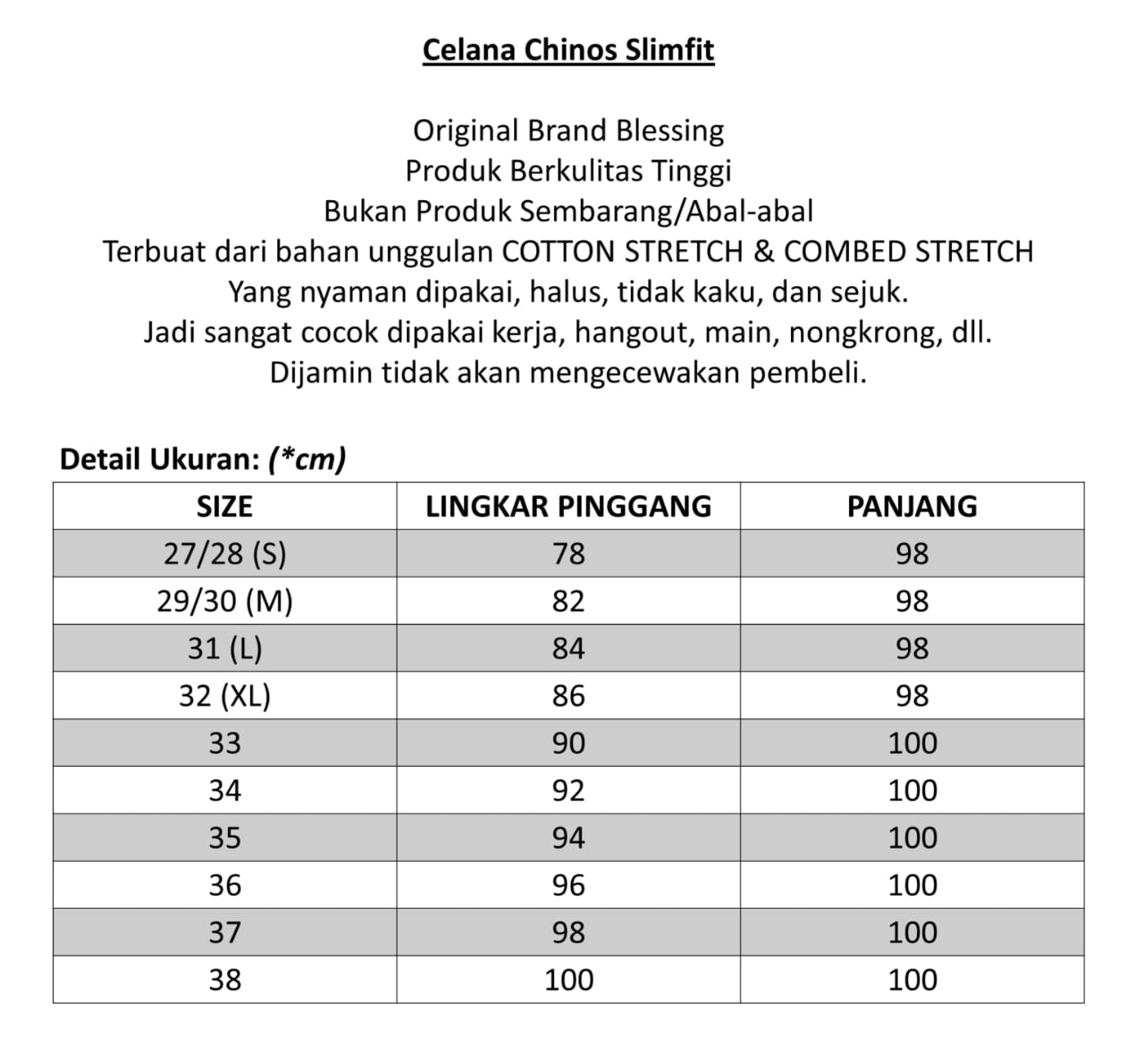 Blessings Celana Chinos Pria Slimfit Skinny Panjang Katun Combed MOCA Stretch Dewasa Hitam Kerja Formal Casual Distro Kantor Cowok Nyaman Bahan Cotton Stretch Combed Size 27-38 Blessings Celana Chinos Pria Slimfit Skinny Panjang Katun Combed MOCA Stretch Dewasa Hitam Kerja Formal Casual Distro Kantor Cowok Nyaman Bahan Cotton Stretch Combed Size 27-38