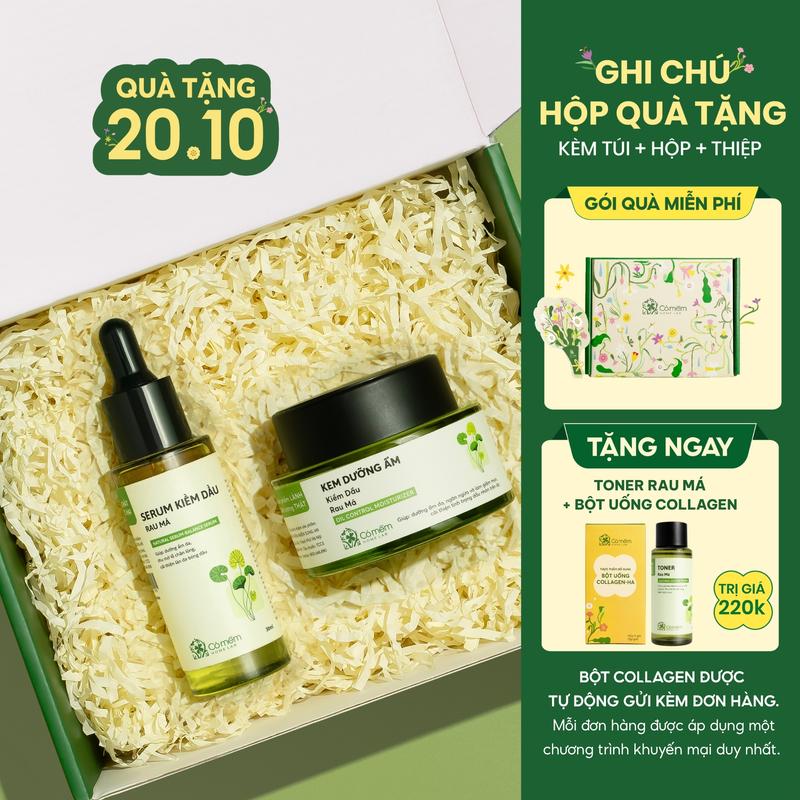 [COMBO TẶNG TONER RAU MÁ 220K] Combo Dưỡng Ẩm Kiềm Dầu Serum Kem Dưỡng Rau Má 80g