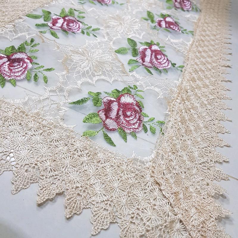 taplak meja ruang tamu mewah ukuran 100 x 40cm rajutan bordir 6