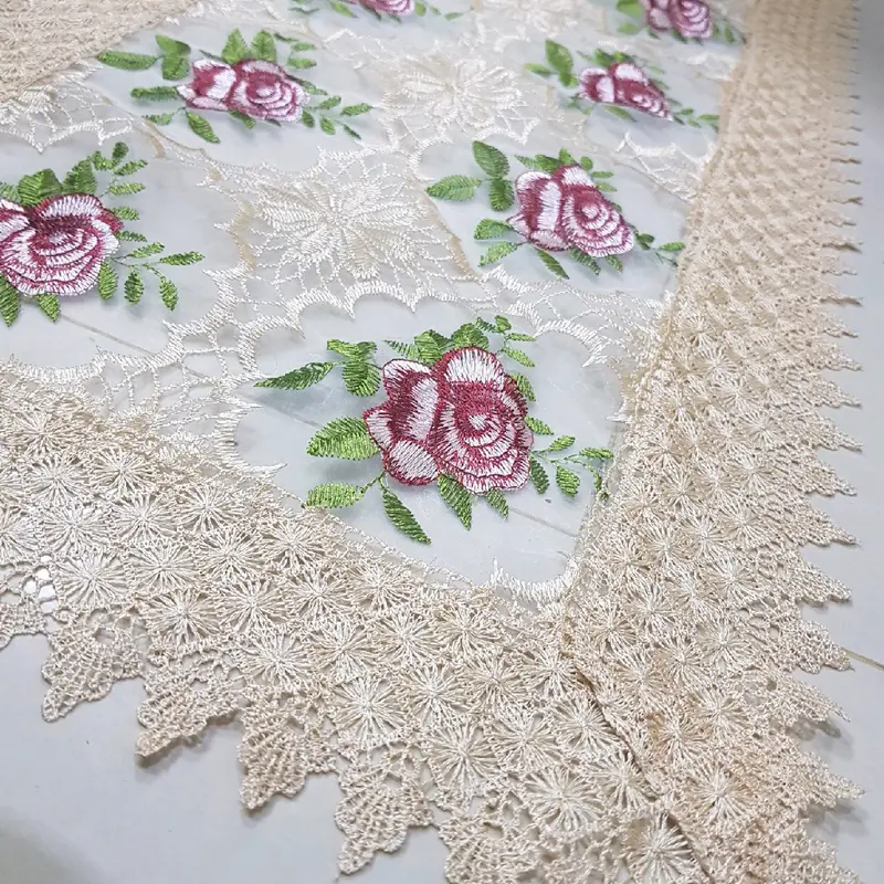 taplak meja ruang tamu mewah ukuran 100 x 40cm rajutan bordir 6