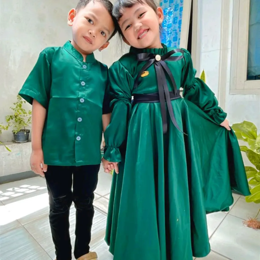 Kemeja Koko Satin Anak dan dewasa laki laki Muslim Baju