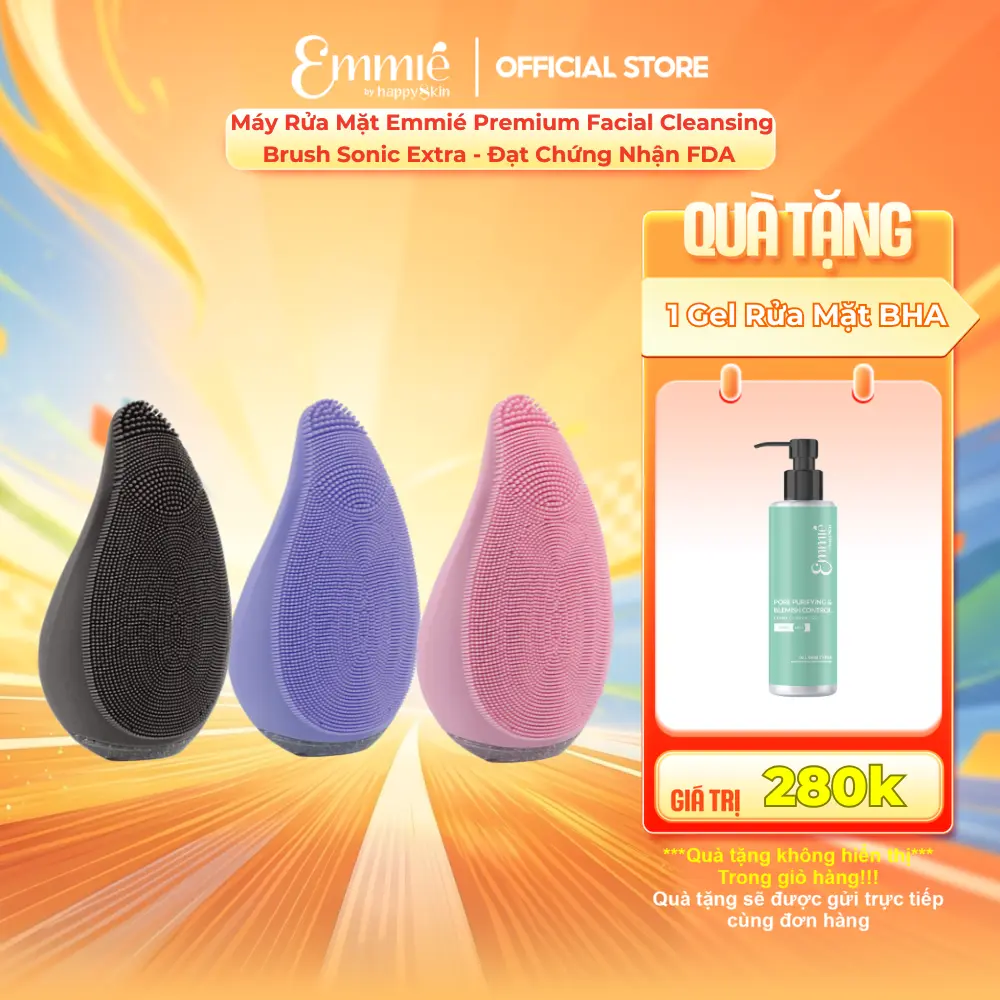 Máy Rửa Mặt Đa Năng Emmié by Happyskin Premium Facial Cleansing Brush Sonic Extra - Đạt Chứng Nhận FDA