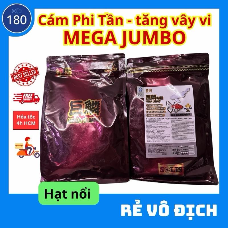 Cám Mega Jumbo Chép Phi Tần Và Phượng Vũ- Hạt nổi - 1KG - hỗ trợ tăng màu sắc độ sáng da dài vây.