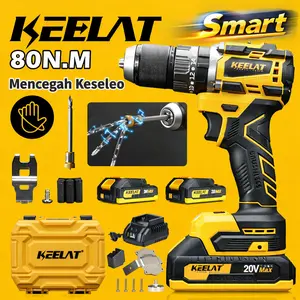 KEELAT-KCD012 Smart Bor Baterai Mencegah Keseleo Bor Listrik 13mm Heavy -Duty Drill Cordless Drill Bor Logam Torsi bor  redbon pakk hammer baterai fungsi