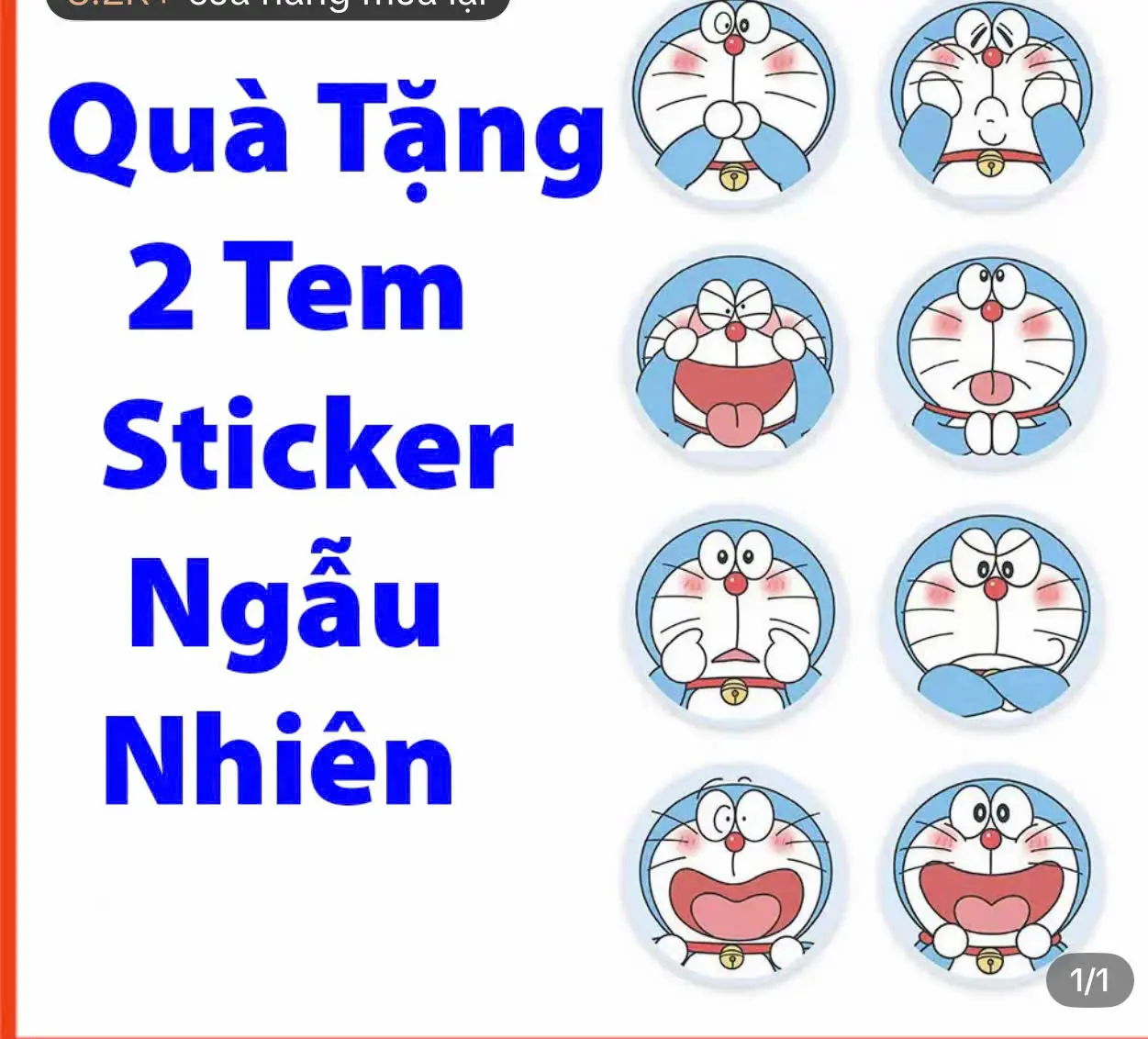 Qùa tặng 1 hình stiker cute dễ thương nhiều mẫu