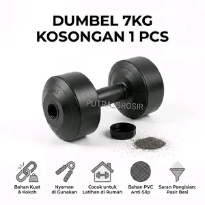 Barbel Kosongan 7KG Bahan Tebal Tanpa Isi - Warna Hitam ( 1 pcs) Alat Olahraga