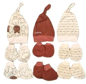 9in1 isi 3 Topi Bayi 3 Pasang Sarung Tangan 3 Pasang Sarung Kaki Bayi / Set Topi Sarung Tangan Kaki Bayi Baru Lahir Newborn Gift Set Baby Topi Bulat Polos Grosir Murah Seri Origami
