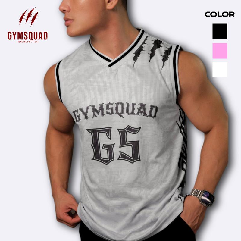 Áo Ba Lỗ Beast Phong Cách Bóng Rổ GYMSQUAD Chất Mè Thoáng Khí Co giãn Mensport (giặt mặt trái) jersey