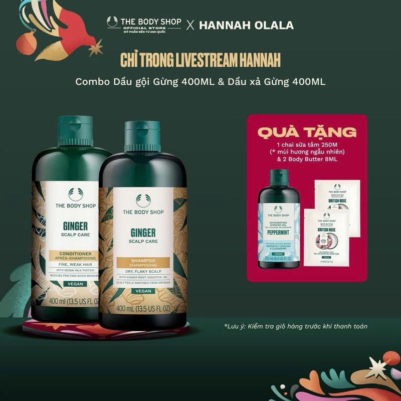   TBS x Hannah  Bộ chăm sóc tóc Gừng: Dầu Gội Gừng 400ml & Dầu Xả Gừng 400ML| Dành cho da đầu khô gàu ngứa - Dưỡng Tóc The Body Shop 