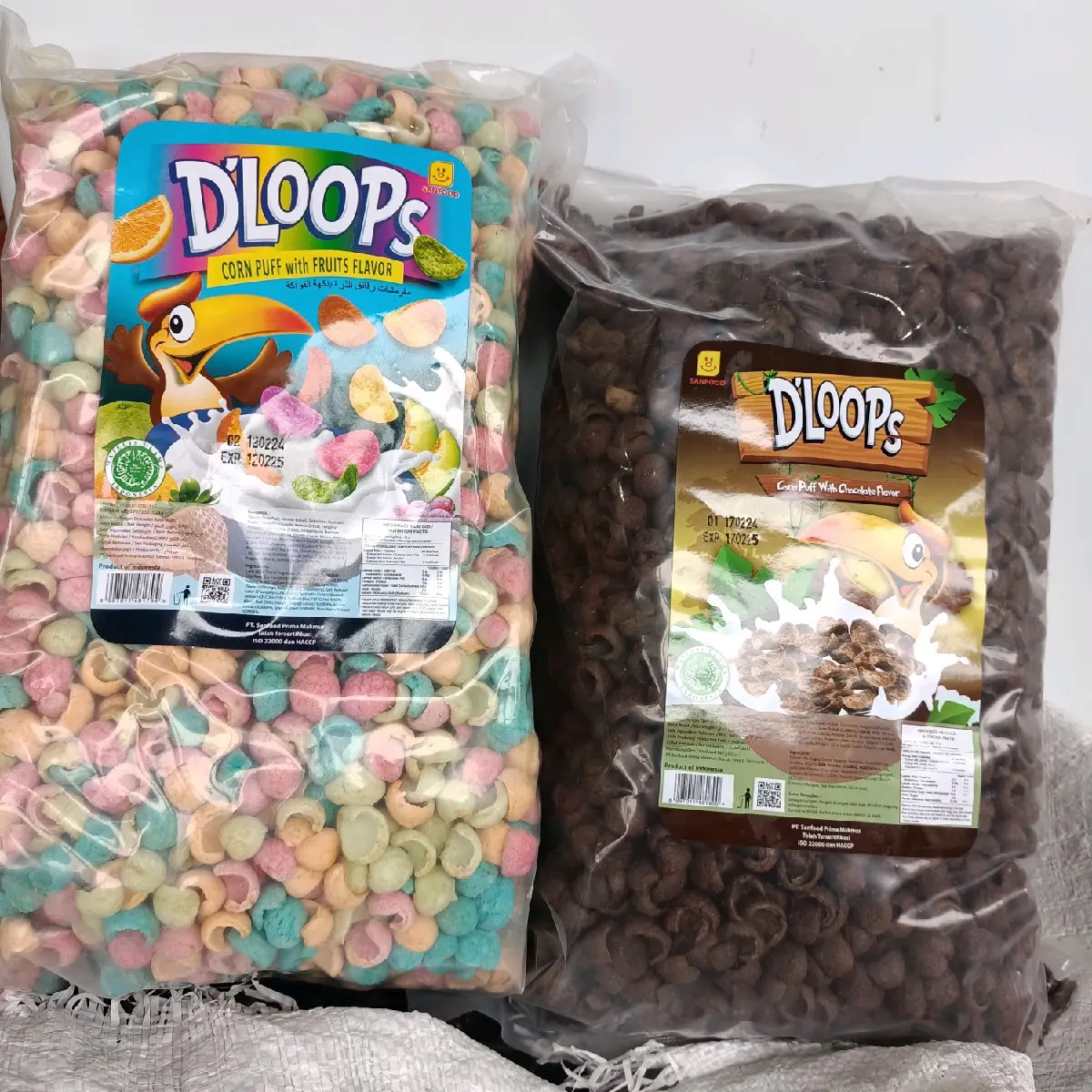 cornpuff/chococrunch d'loops 1kg/coklat/fruits