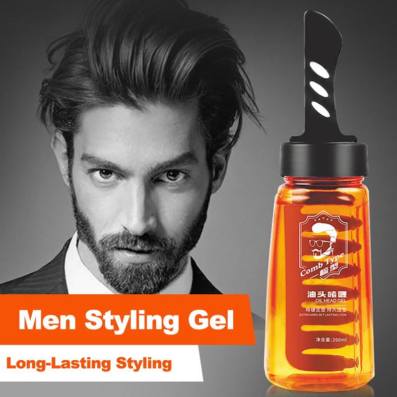 Product Introduction of Men Hair Styling Gel One Comb Type Cool Men's Hair Gel Back Head Artifact Powerful Oil Head Gel Water Haircare Clear Lightweight 8