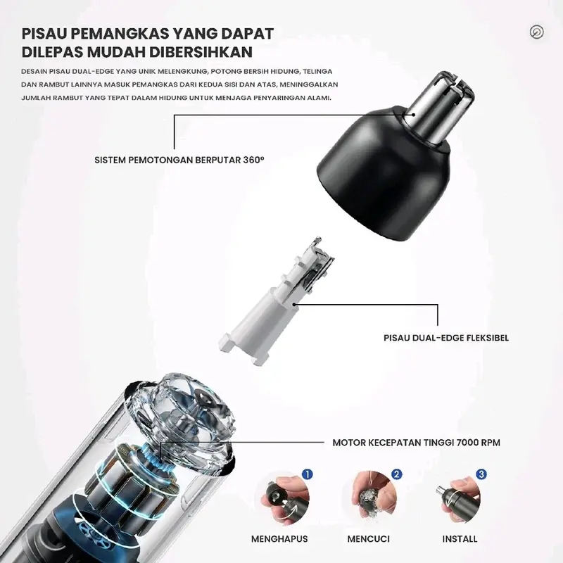 Enchen Electric Nose Hair Trimmer EN005 | Baterai AA 2