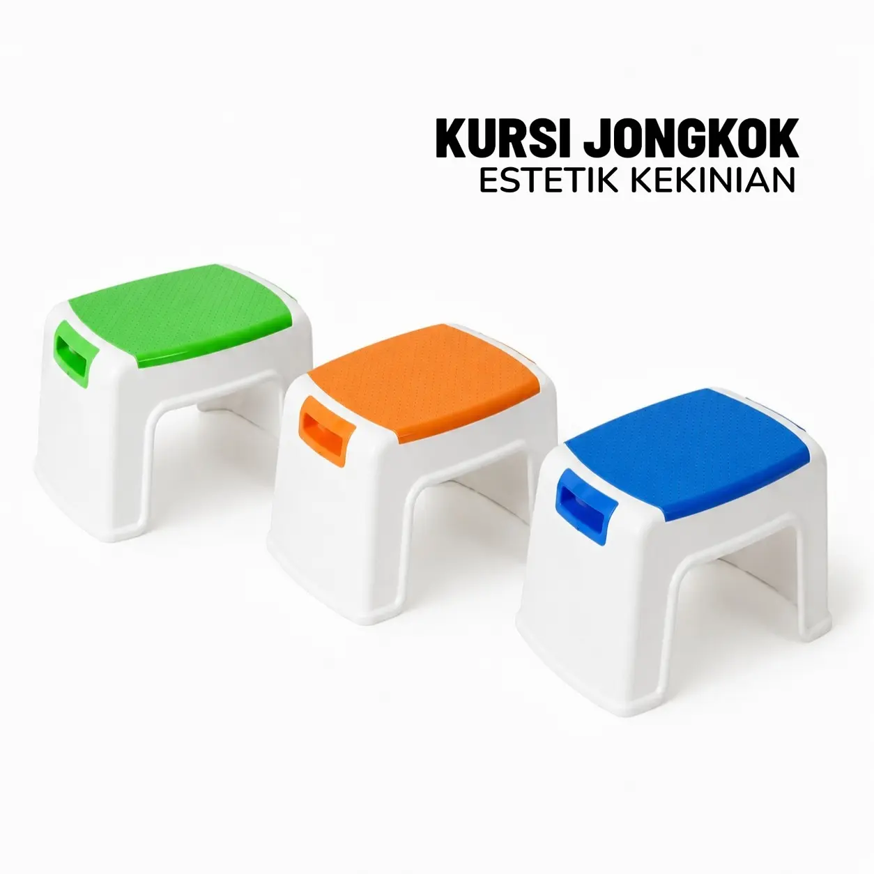 IDOHOUSE Bangku Jongkok Plastik Warna Orange Biru Hijau Model Kursi Anak Ngaji Estetik Mini Furniture A02B
