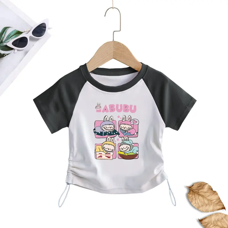 Kaos Anak Perempuan Labubu Model Pendek I - Baju Anak Perempuan Berbahan Katun Fashion 3