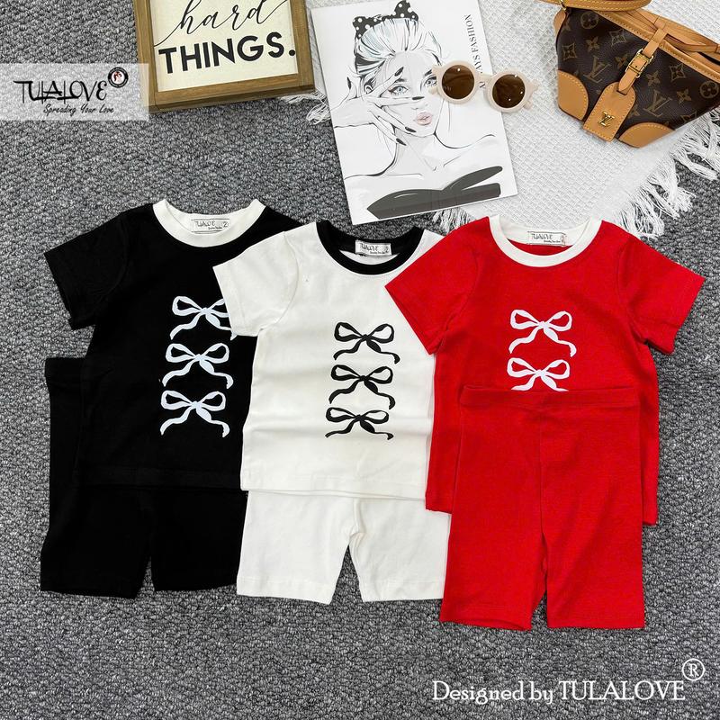 BỘ ÁO CỘC TAY HÌNH IN 3NƠ + LEGGING ĐÙI CHO BÉ GÁI TULALOVE Combo Quần Áo Mùa Hè Cho Bé Gái