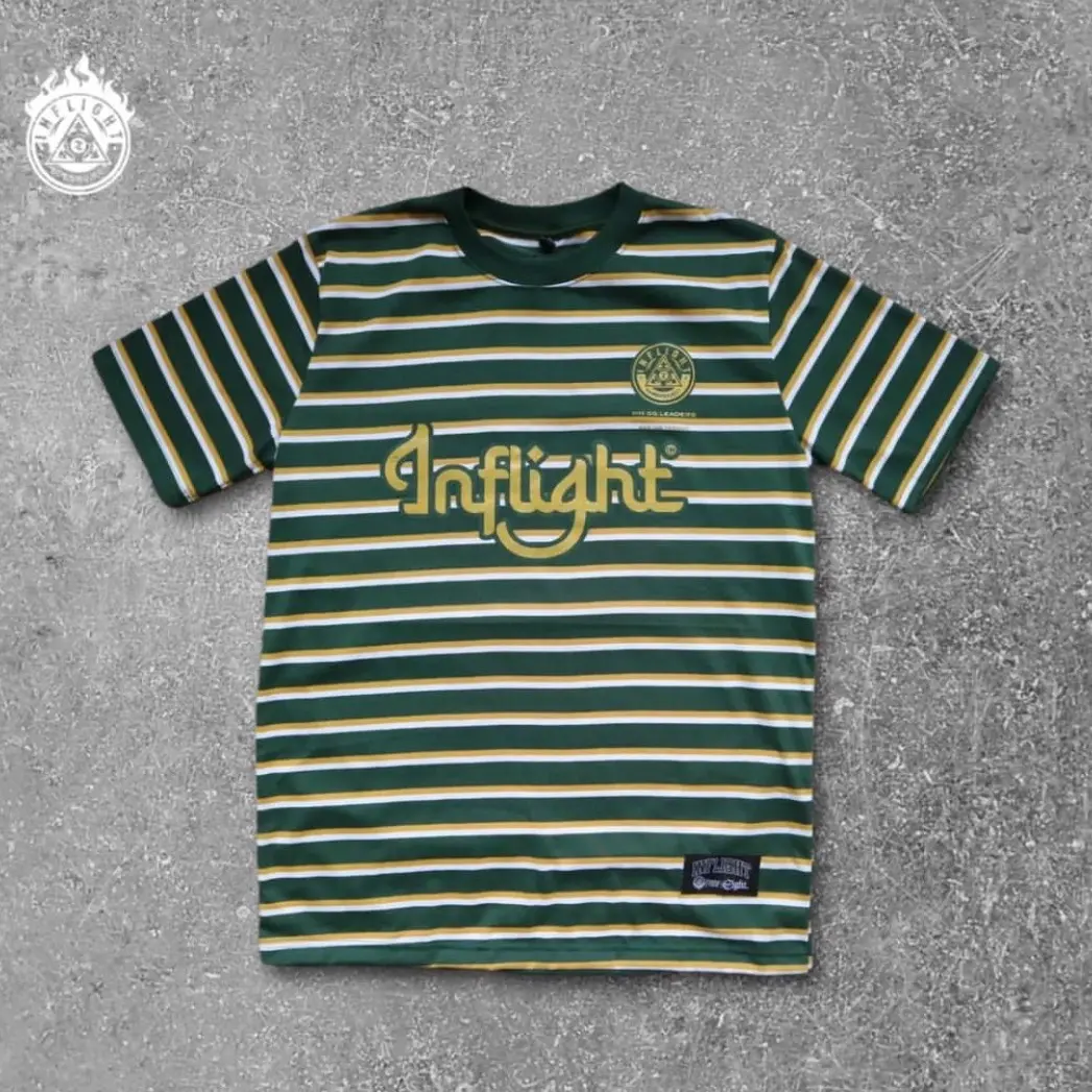 Inflight T Shirt Striped Green Arabic (Kaos garis garis)
