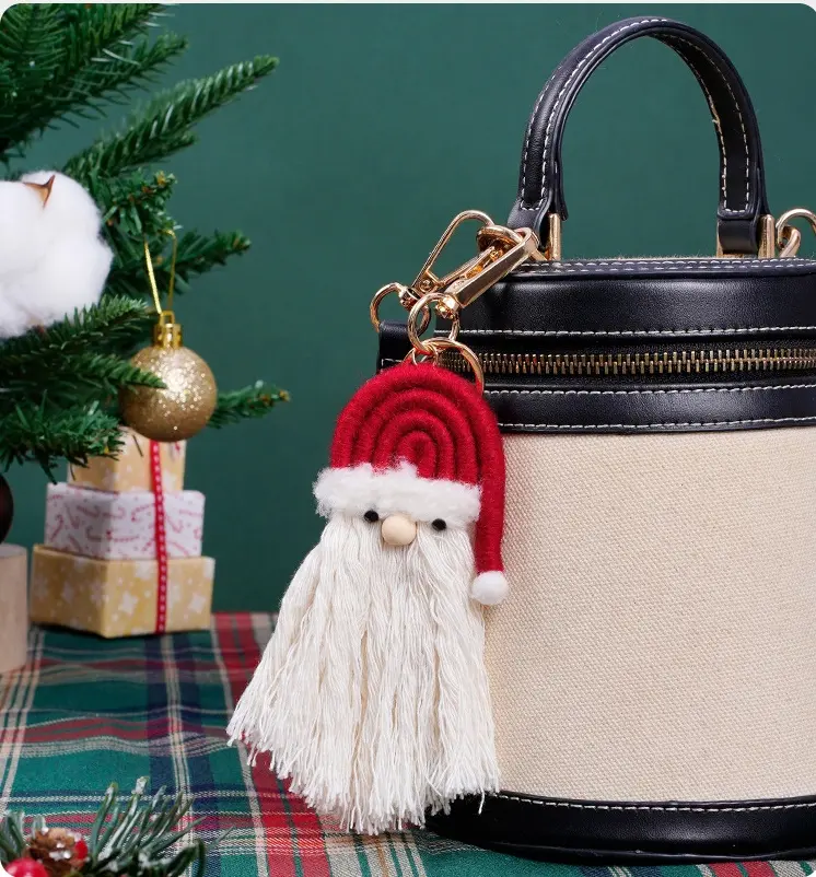 2024 new style Stanta Claus christmas handmade lovely keychain and bag charm of christmas gift