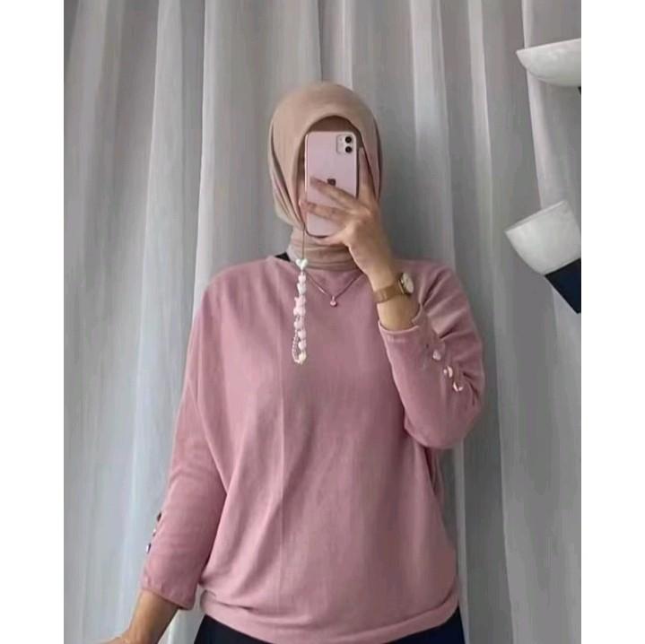 BLOUSE RIBB KNITT LENGAN KANCING MODEL TERBARU WANITA | ATASAN WANITA 4