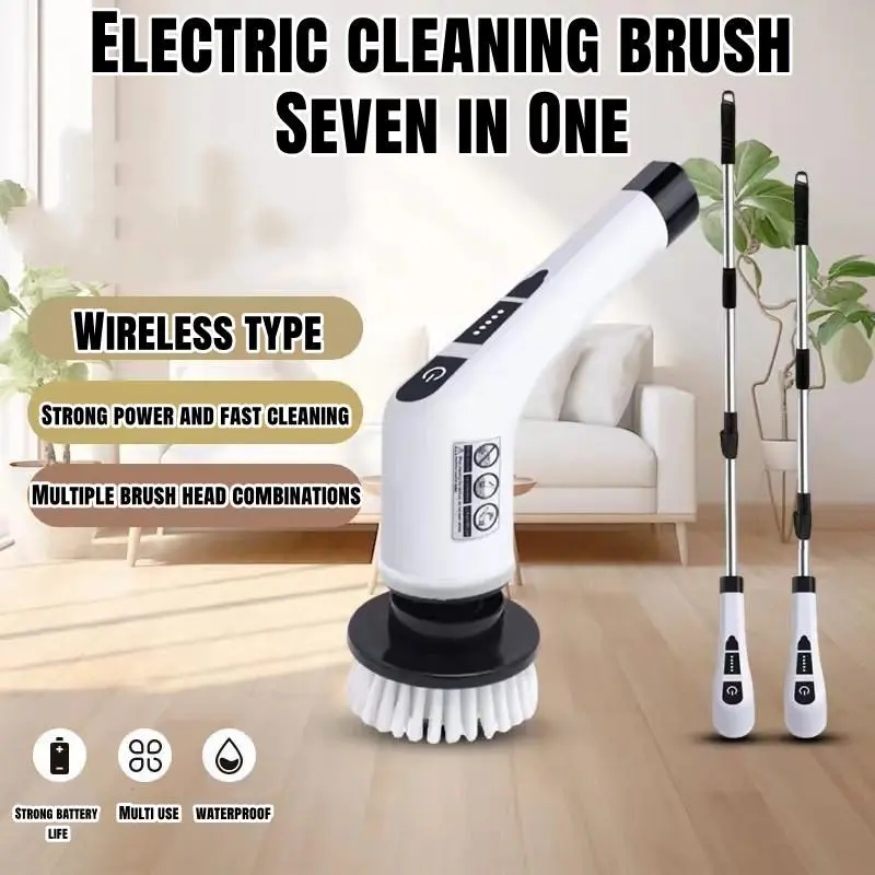 XiaoZhou-7 in 1 Portable Electric Cleaning Brush Set Kit Replaceable Cleaning Heads Scrubber Electric Spin Scrubber