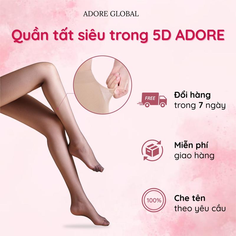 Quần Tất Siêu Trong Adore Tàng Hình Thật Chân - Quần Tất Nữ Che Khuyết Điểm 5D Tàng Hình Thon Gọn Chân Cao Cấp Quần Tất Siêu Dai Siêu Mỏng Trong Suốt Không Rút Sợi Chống Xước Co Giãn Tốt Freesize 40kg-60kg