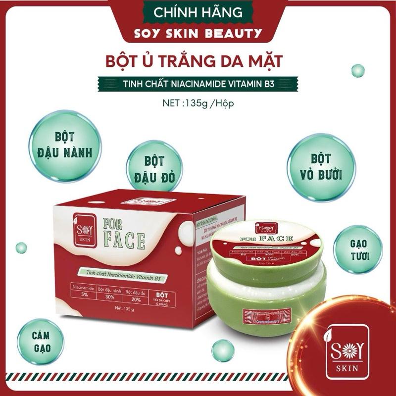 SOY Skin Bột tinh chất Niacinamide trắng mặt và sạch da chết Mụn cám mix (Vitamin B3) hoa hồng, đậu đỏ ,cám gạo bột vỏ bưởi hỗ trợ da mụn ẩn, da sạm thâm, da nhờn sần sùi,