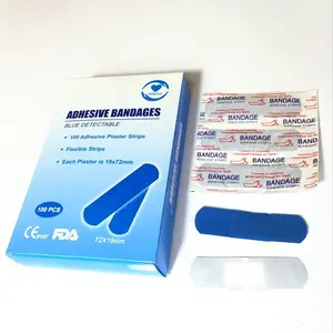 100pcs Waterproof Band Aid Blue Metal Detectable Bandage For Wounds