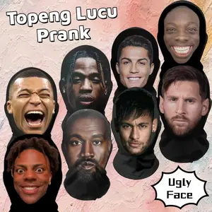 Topeng Ugly Face Lucu Masker Ekspresi Wajah Abstrak Unik Kreatif Buff Masker Motif Meme Lucu Fullprinting 3D