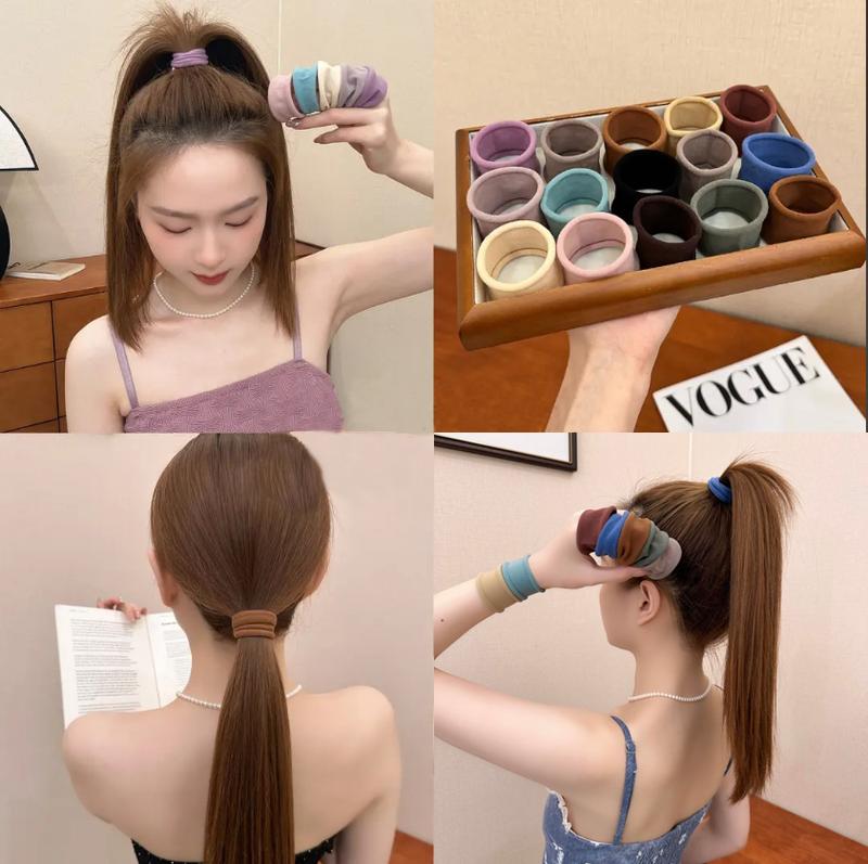 Product Introduction of 5-pack soft and comfortable wide-edged thickened hair rope seamless high elastic hair band to tie hair without damaging the hair high ponytail hair rope 0